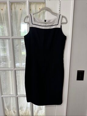 Studio I Black Midi Dress with White Trim
